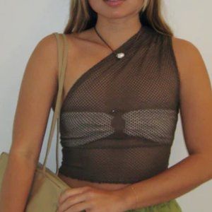 Belle the Label One Shoulder Sheer Top Black XL Never Worn